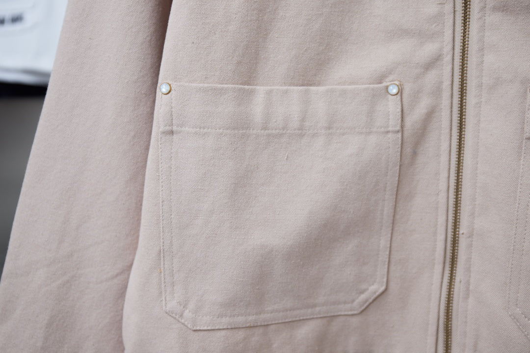 250808 New high-quality pocket hollowed-out embroidered canvas jacket