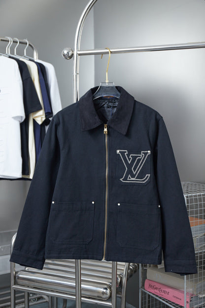 250808 New high-quality pocket hollowed-out embroidered canvas jacket