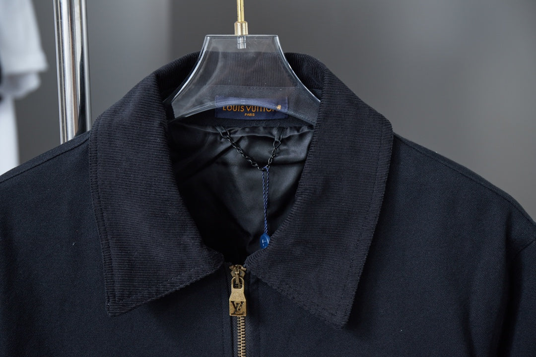 250808 New high-quality pocket hollowed-out embroidered canvas jacket