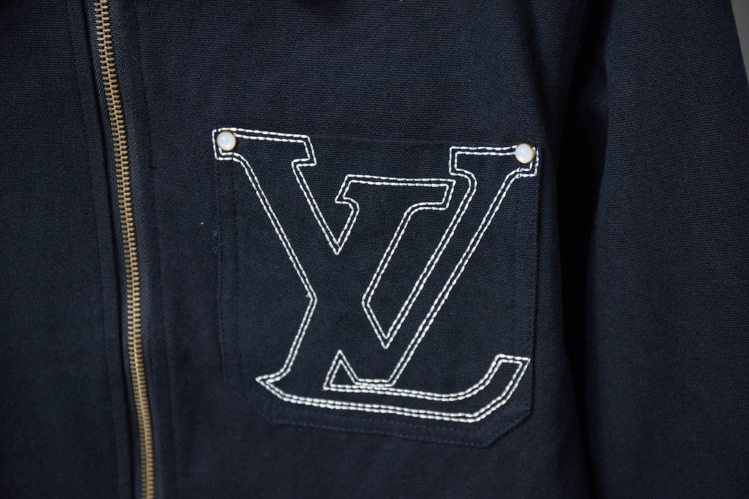 250808 New high-quality pocket hollowed-out embroidered canvas jacket