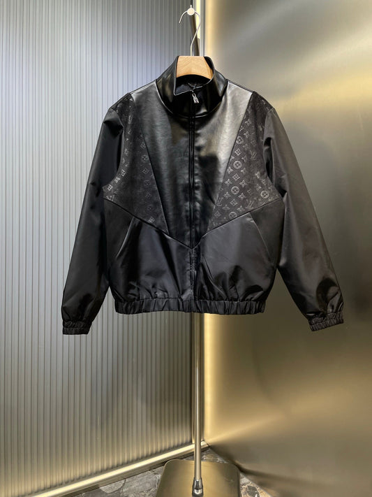 250808 A new high-quality patchwork leather jacquard jacket