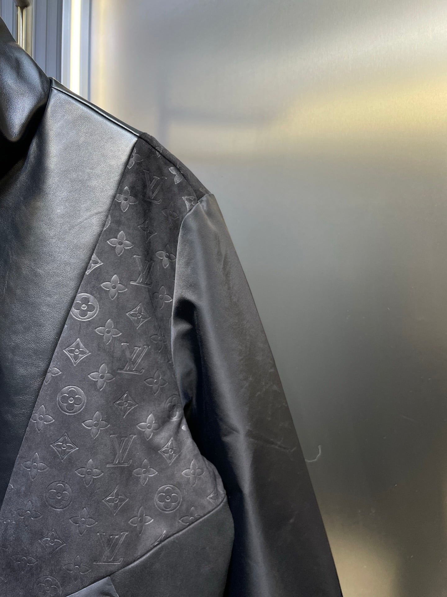 250808 A new high-quality patchwork leather jacquard jacket