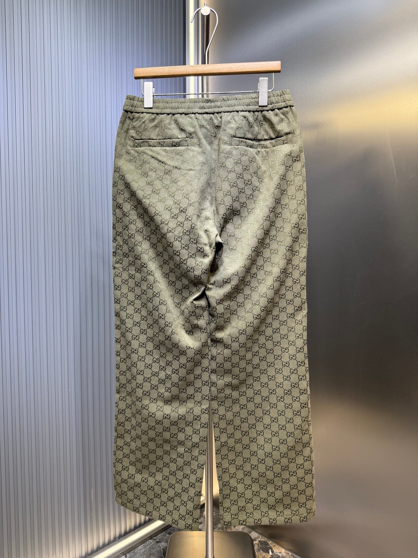 250808 New high-quality jacquard full-print elastic drawstring straight-leg trousers