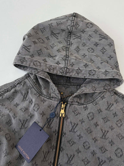 250808 A new high-quality heavy-duty jacquard denim hooded jacket
