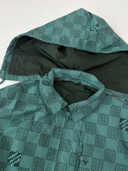 250808 A new high-quality checkered zipper technology hooded windproof jacket