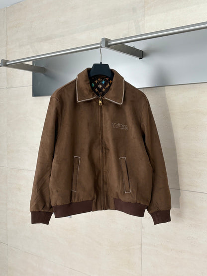 250808 New high-quality embroidered suede cowhide pilot jacket