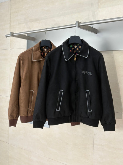 250808 New high-quality embroidered suede cowhide pilot jacket