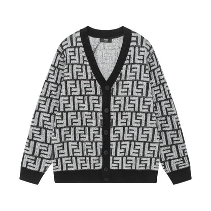 250808 New high-quality jacquard full-print cardigan sweater
