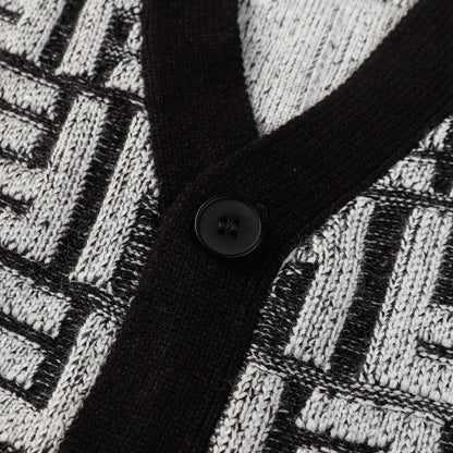 250808 New high-quality jacquard full-print cardigan sweater