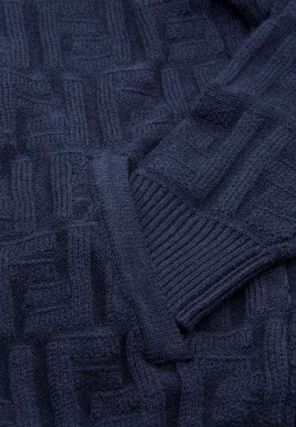 250808 A new high-quality jacquard stand-up collar sweater with distinct concave and convex patterns