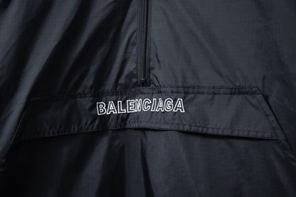 250808 New high-quality dark-checked reflective semi-zipper windbreaker jacket