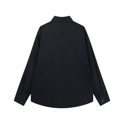 250808 A new high-quality, simple and versatile pocket letter long-sleeved shirt