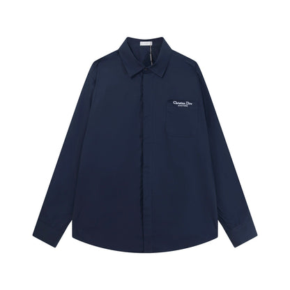 250808 A new high-quality, simple and versatile pocket letter long-sleeved shirt