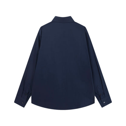 250808 A new high-quality, simple and versatile pocket letter long-sleeved shirt