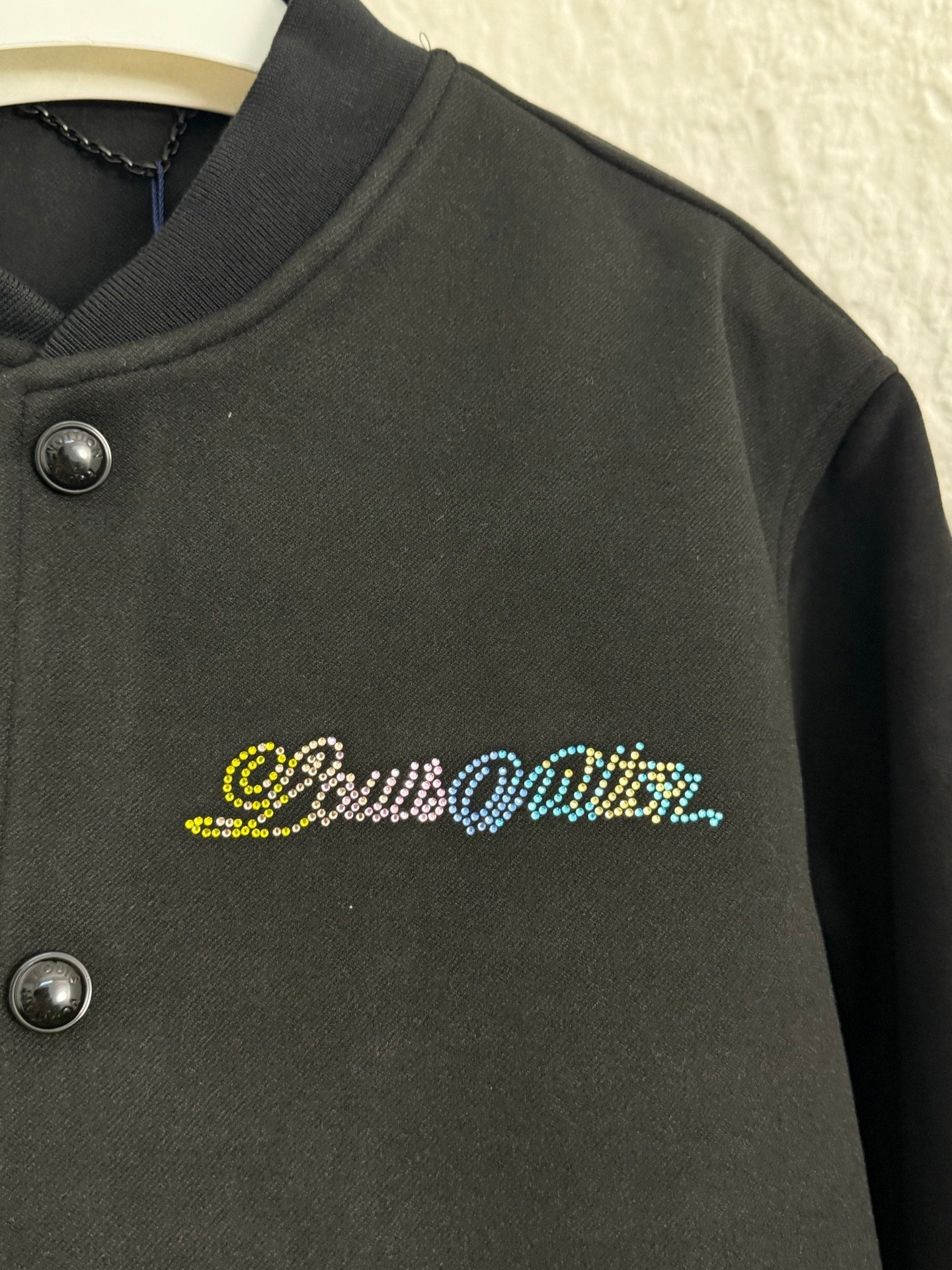 250808 New high-quality new baseball jacket with rhinestones and lettered heat treatment
