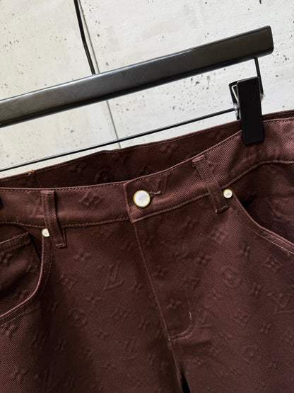 250808 The new high-quality no-iron denim set features a high version with heavy craftsmanship and full embossed embossed letters
