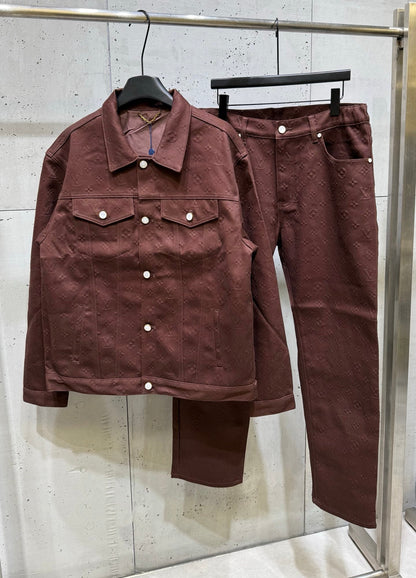 250808 The new high-quality no-iron denim set features a high version with heavy craftsmanship and full embossed embossed letters