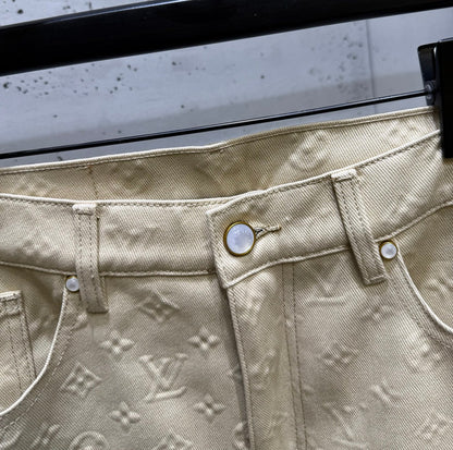 250808 The new high-quality no-iron denim set features a high version with heavy craftsmanship and full embossed embossed letters