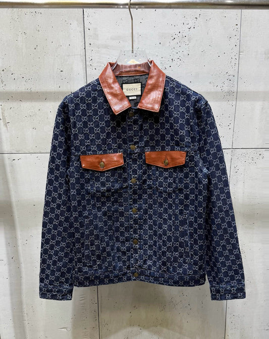 250808 A new high-quality washed denim jacket printed with jacquard letters
