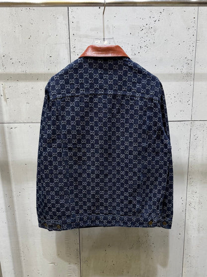 250808 A new high-quality washed denim jacket printed with jacquard letters