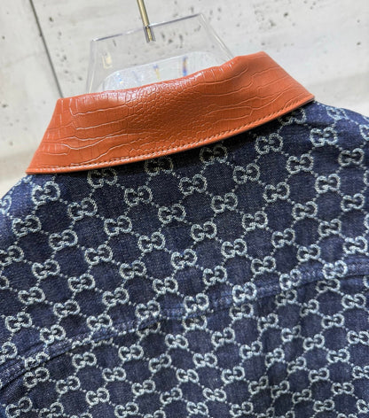 250808 A new high-quality washed denim jacket printed with jacquard letters