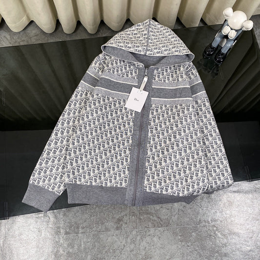250808 A new high-quality full-printed double-sided jacquard zipper cardigan