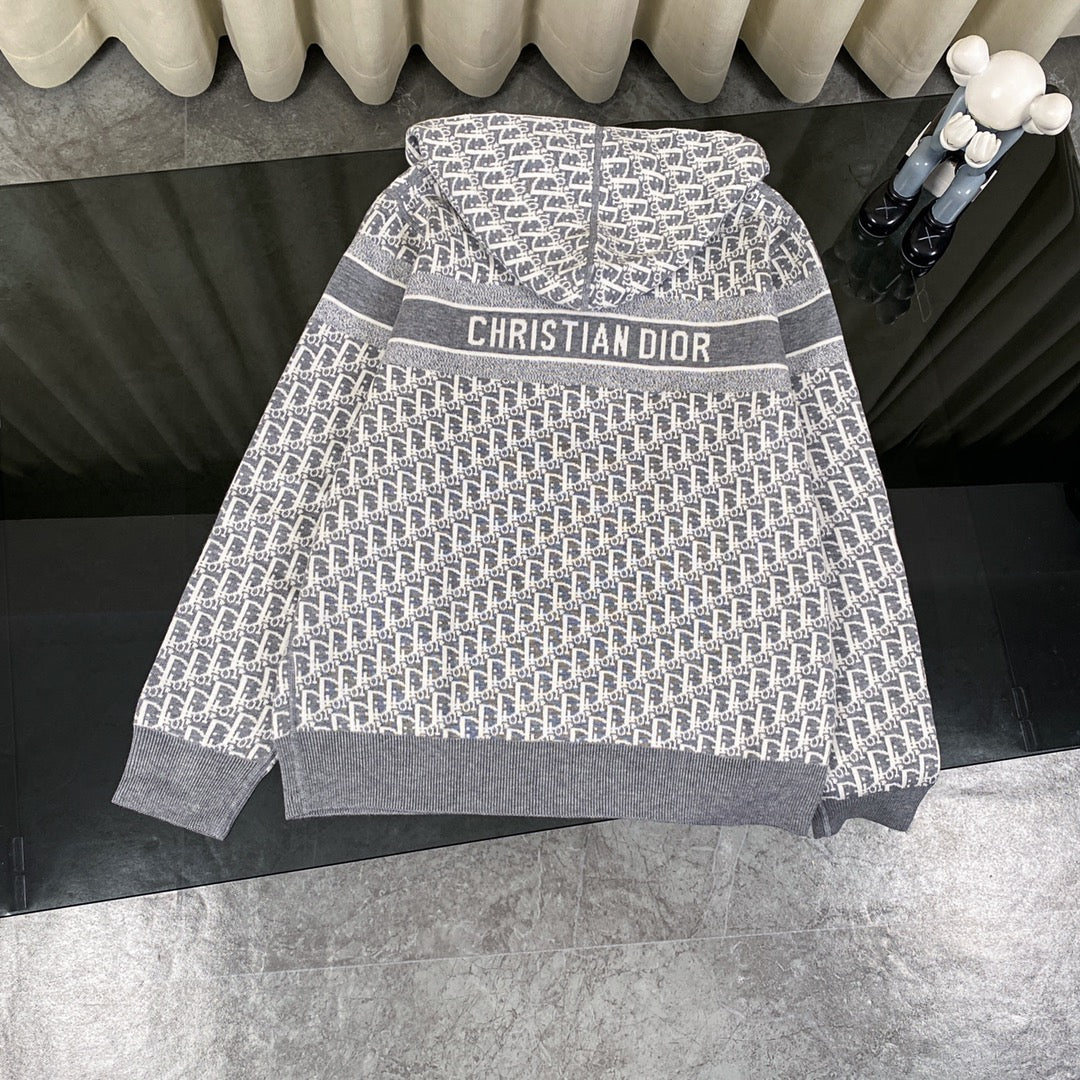 250808 A new high-quality full-printed double-sided jacquard zipper cardigan