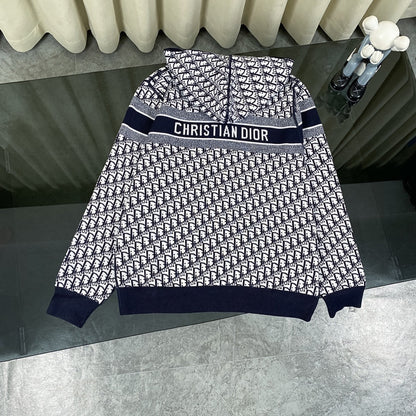 250808 A new high-quality full-printed double-sided jacquard zipper cardigan