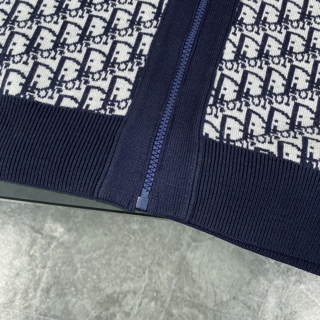 250808 A new high-quality full-printed double-sided jacquard zipper cardigan
