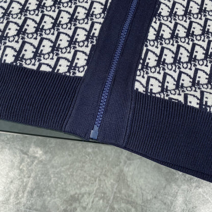 250808 A new high-quality full-printed double-sided jacquard zipper cardigan