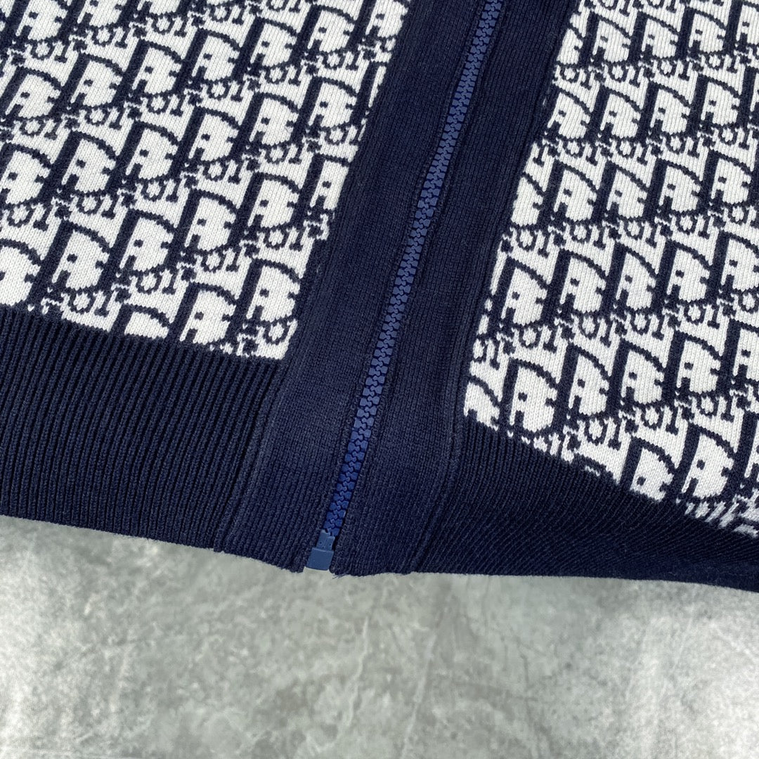 250808 A new high-quality full-printed double-sided jacquard zipper cardigan