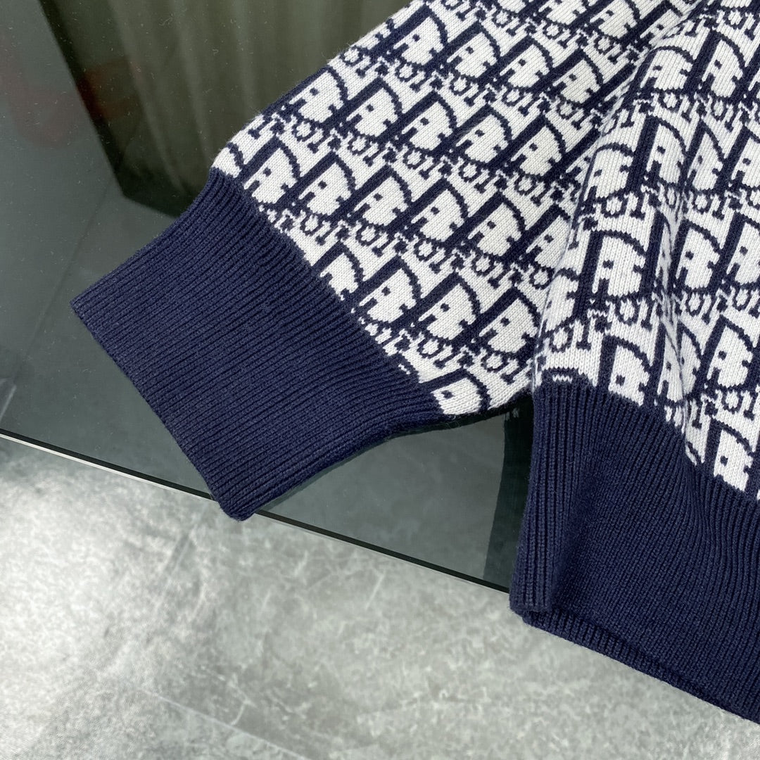 250808 A new high-quality full-printed double-sided jacquard zipper cardigan