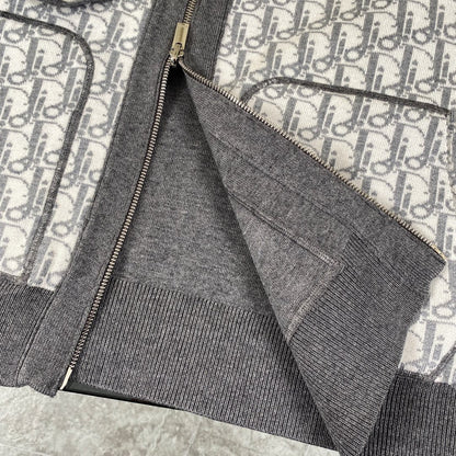 250808 A new high-quality full-printed double-sided jacquard zipper cardigan