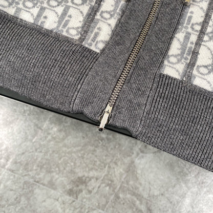 250808 A new high-quality full-printed double-sided jacquard zipper cardigan