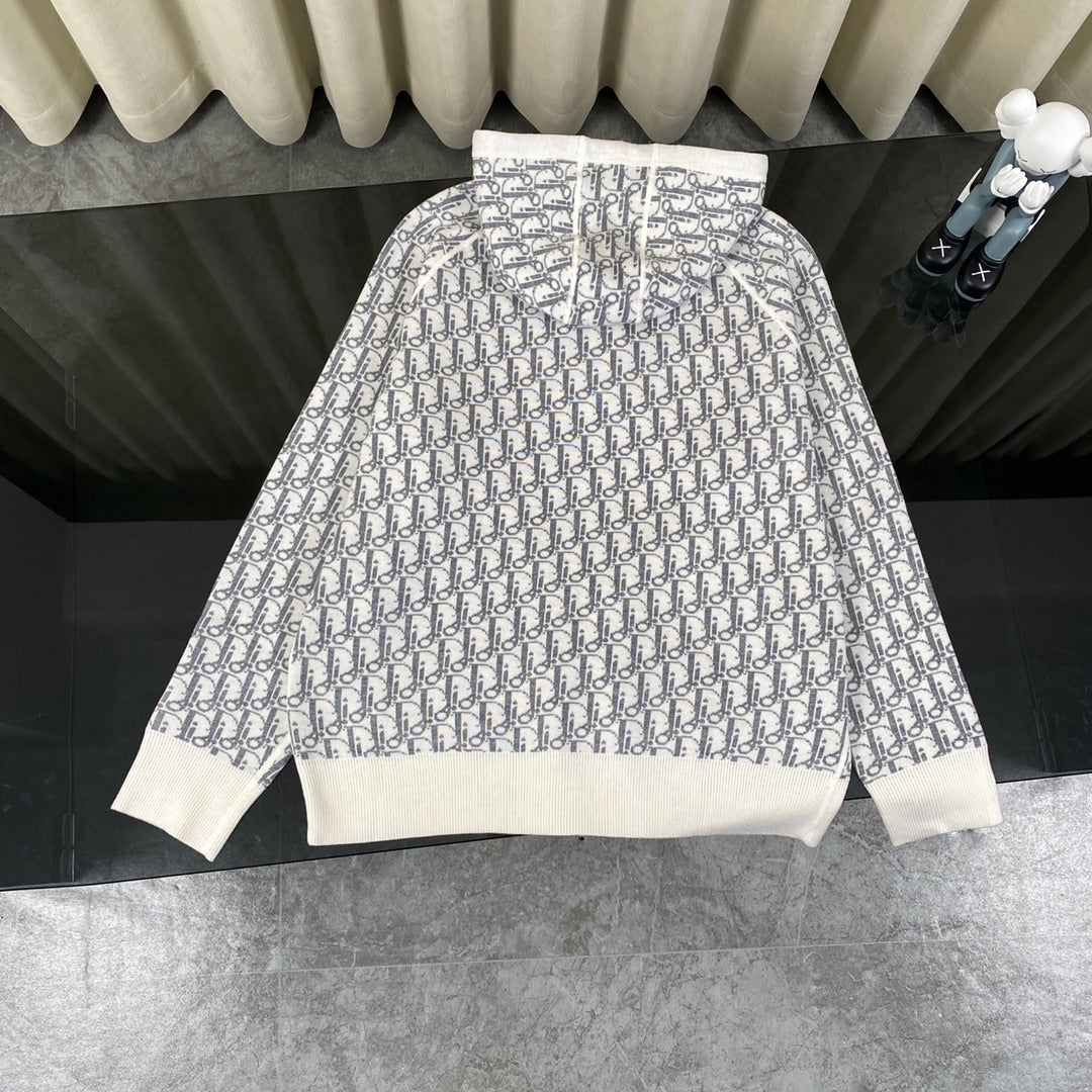 250808 A new high-quality full-printed double-sided jacquard zipper cardigan