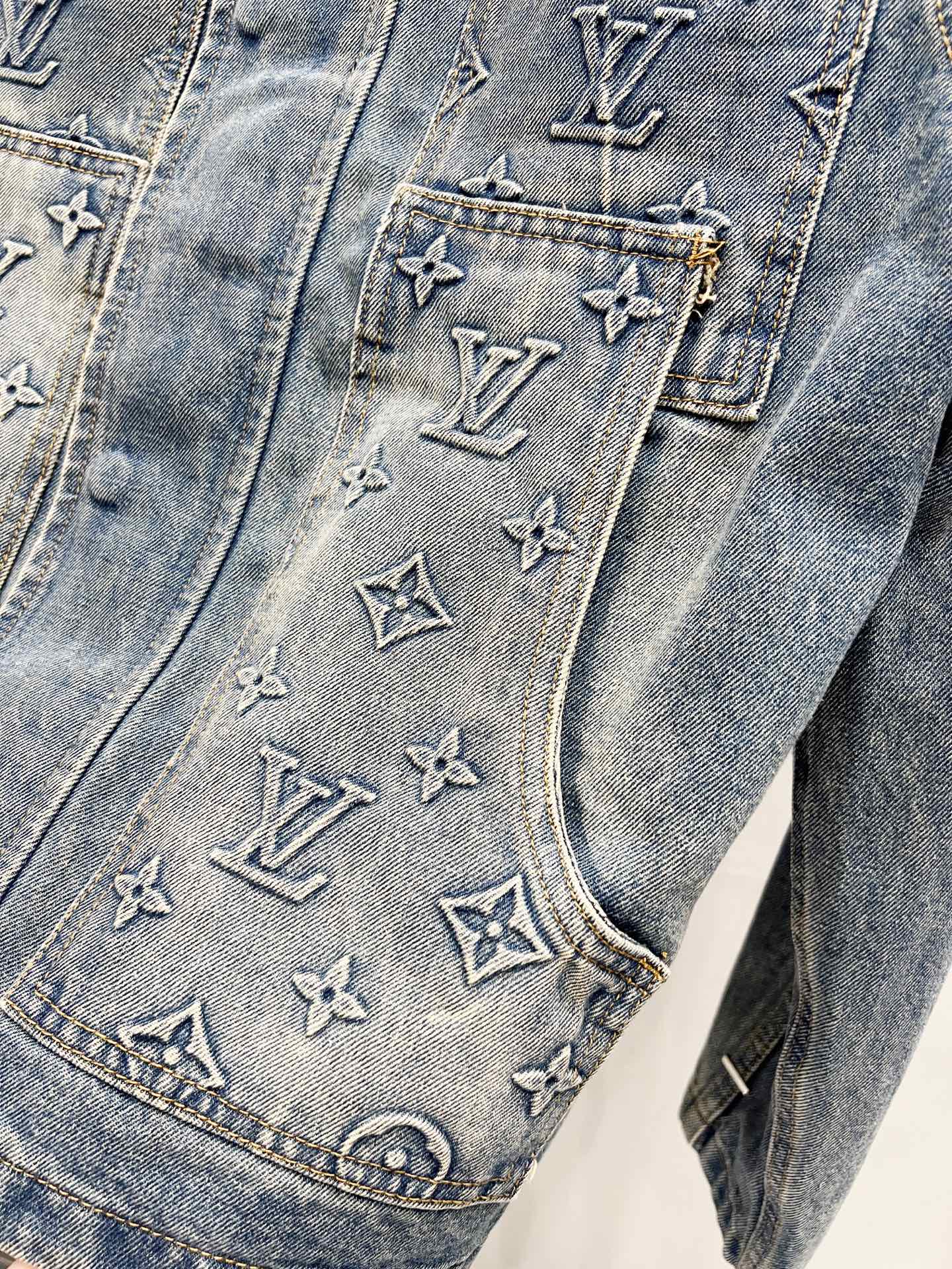 250813 New high-quality embossed loose straight-leg workwear denim jacket
