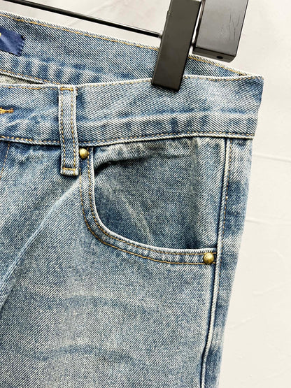 250813 New high-quality embossed loose straight-leg workwear jeans