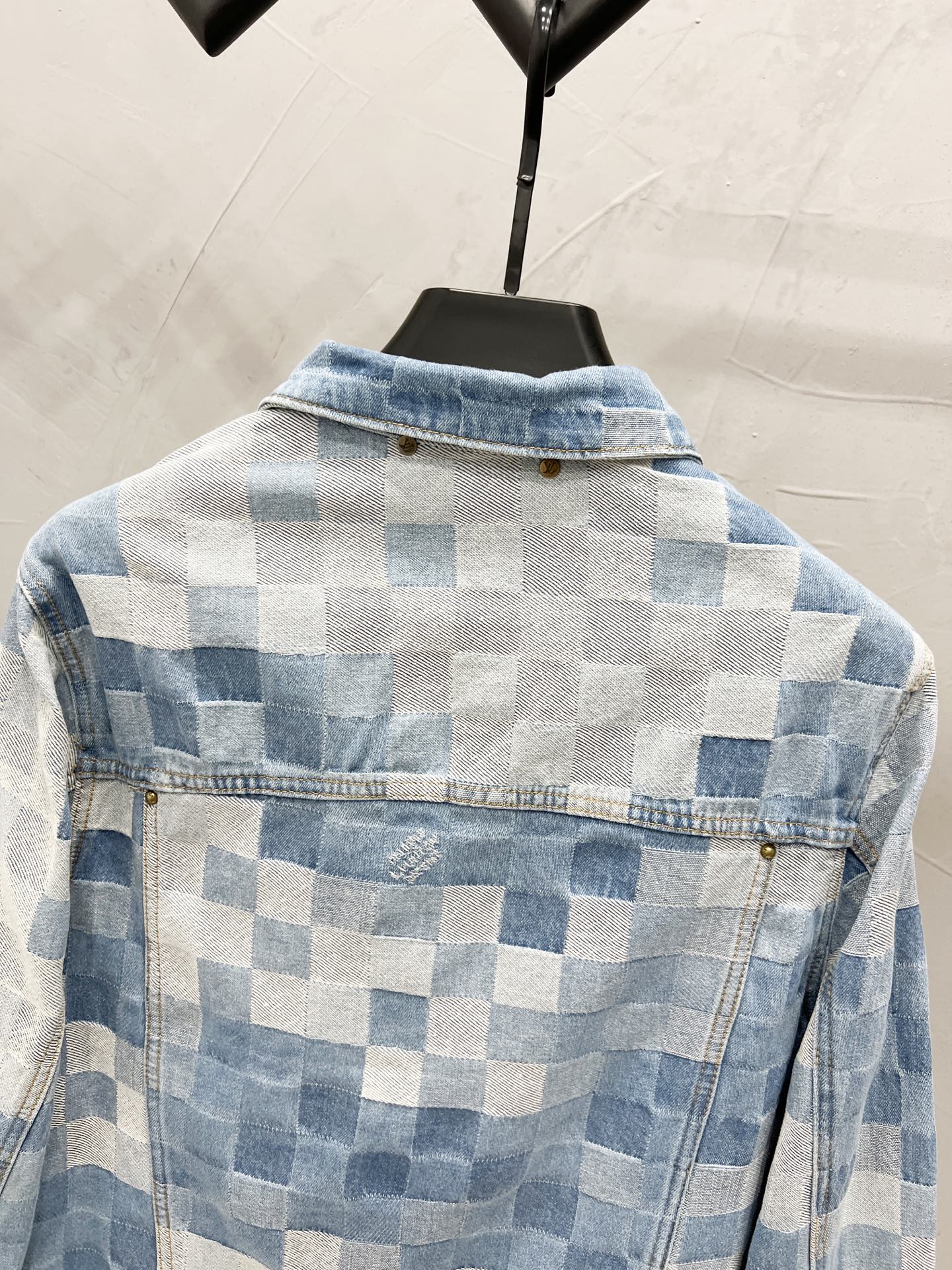 250813 A new high-quality full-print checkerboard loose denim jacket