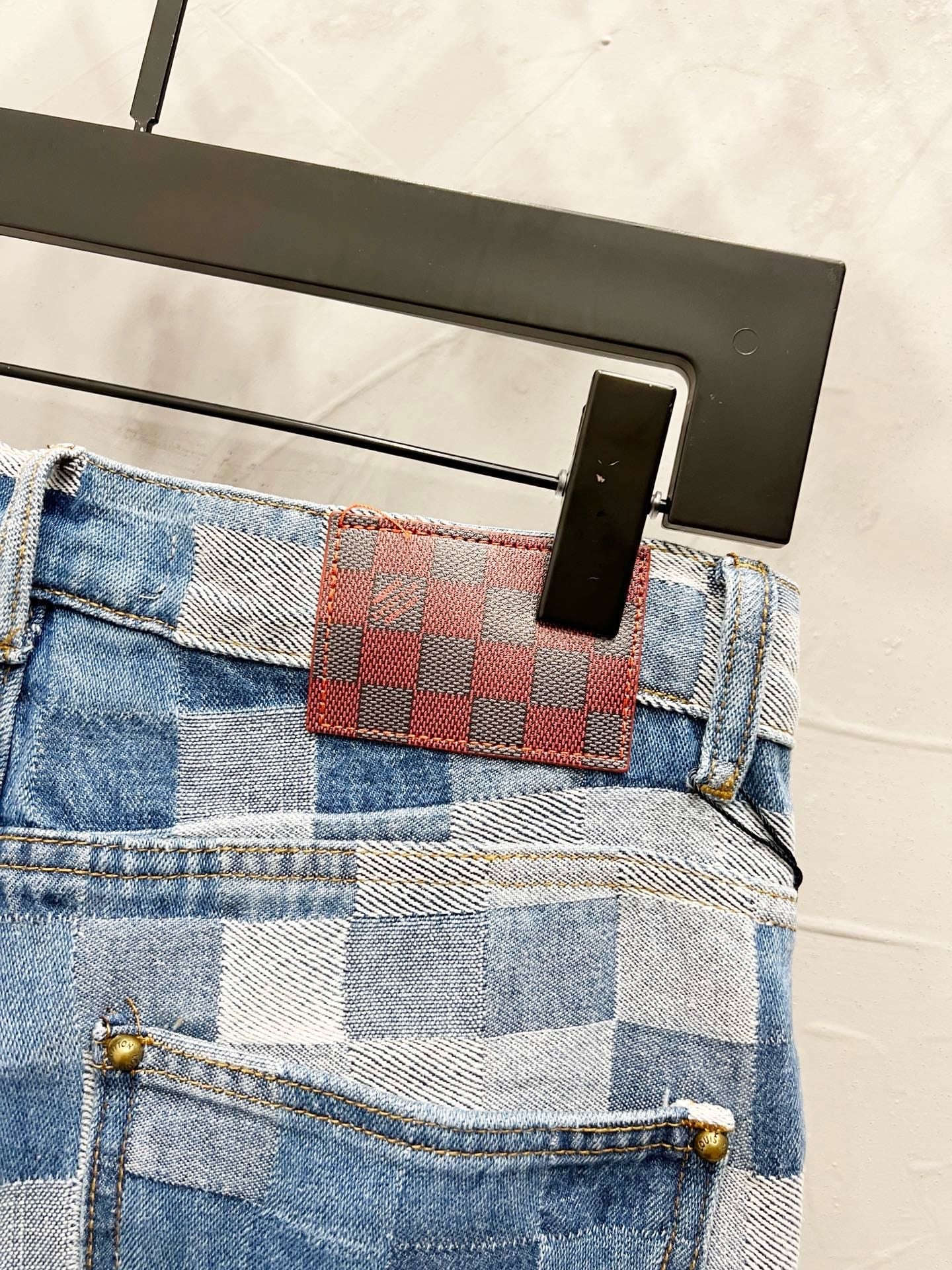 250813 New high-quality full-print checkerboard loose jeans