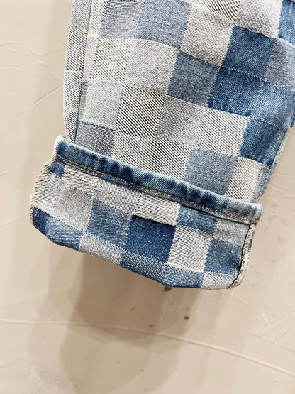 250813 New high-quality full-print checkerboard loose jeans