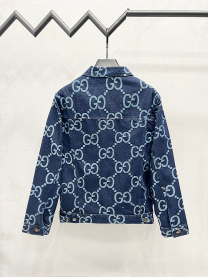 250813 New high-quality full-print straight-cut loose denim jacket