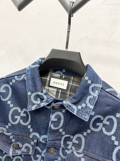250813 New high-quality full-print straight-cut loose denim jacket