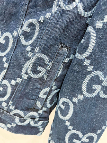250813 New high-quality full-print straight-cut loose denim jacket