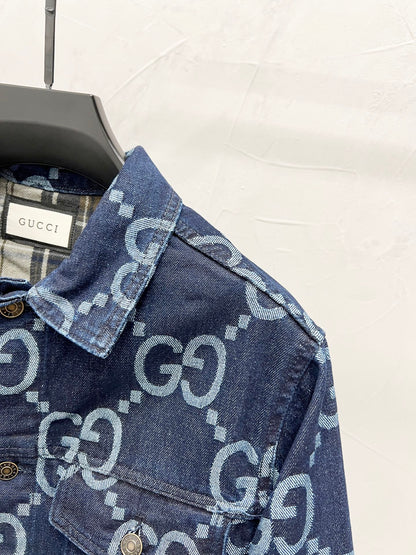 250813 New high-quality full-print straight-cut loose denim jacket