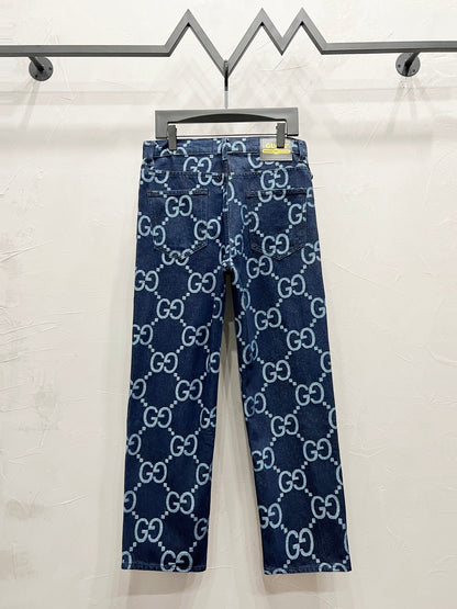 250813 New high-quality full-print straight-leg loose jeans