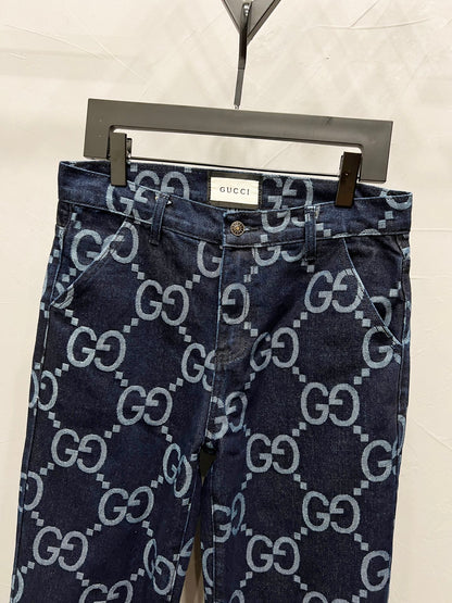 250813 New high-quality full-print straight-leg loose jeans