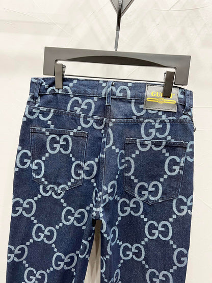 250813 New high-quality full-print straight-leg loose jeans