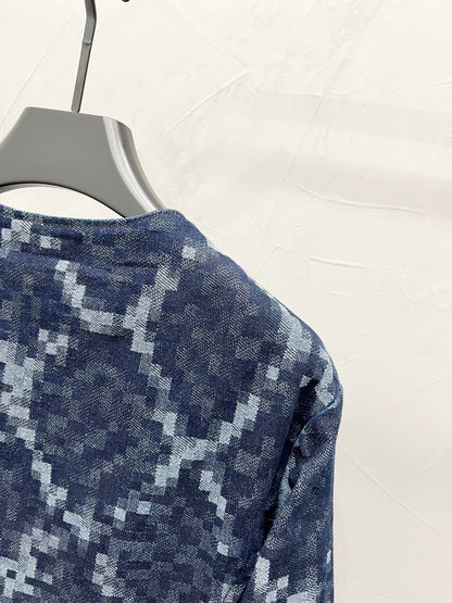 250813 New high-quality serpentine jacquard checkered denim jacket