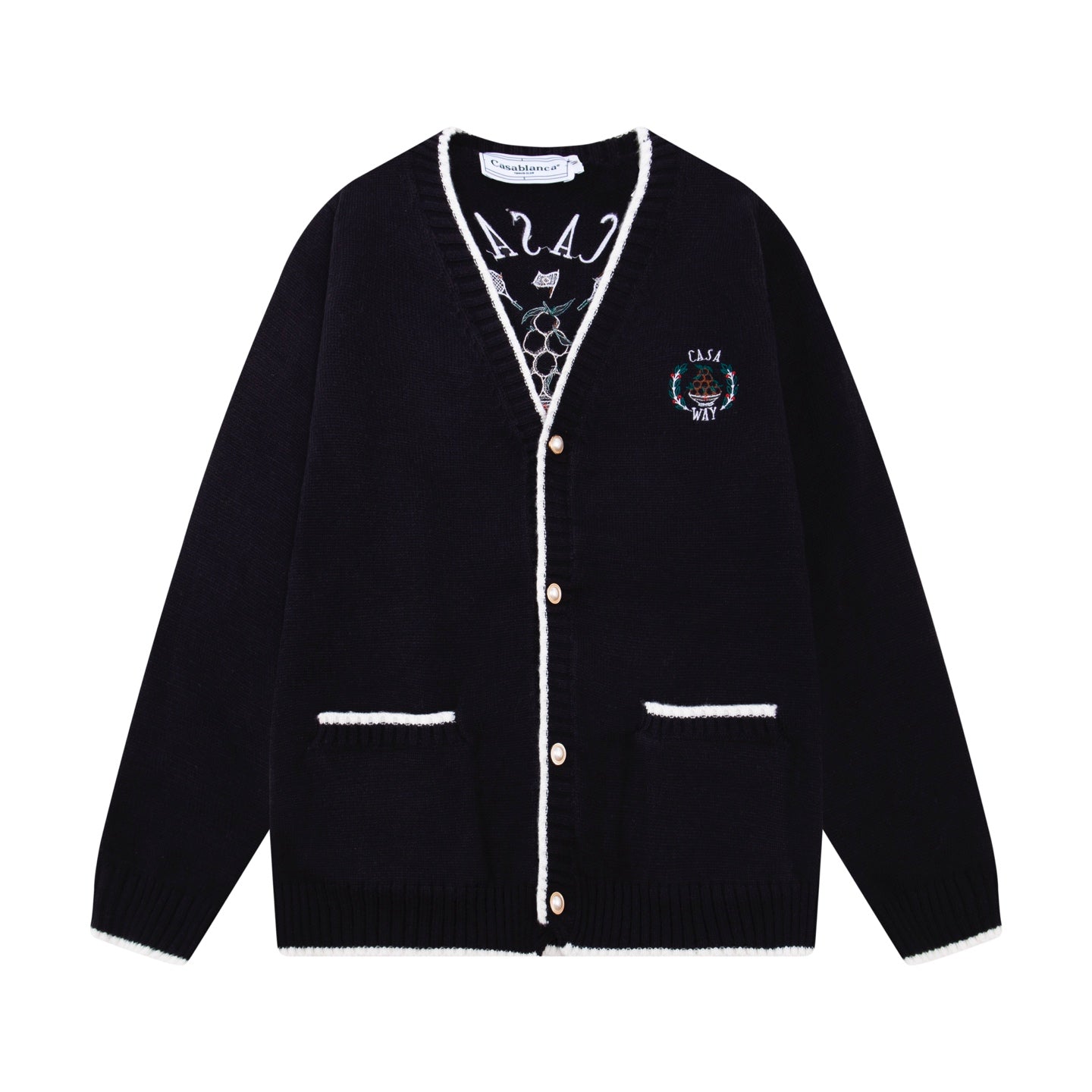 250813 A new high-quality two-color long-sleeved knitted coat