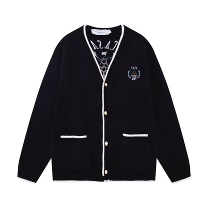 250813 A new high-quality two-color long-sleeved knitted coat
